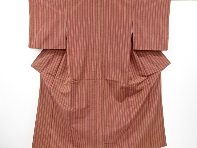 縞模様織り出し　手織り紬着物